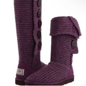 UGG Purple Knit Button Boots